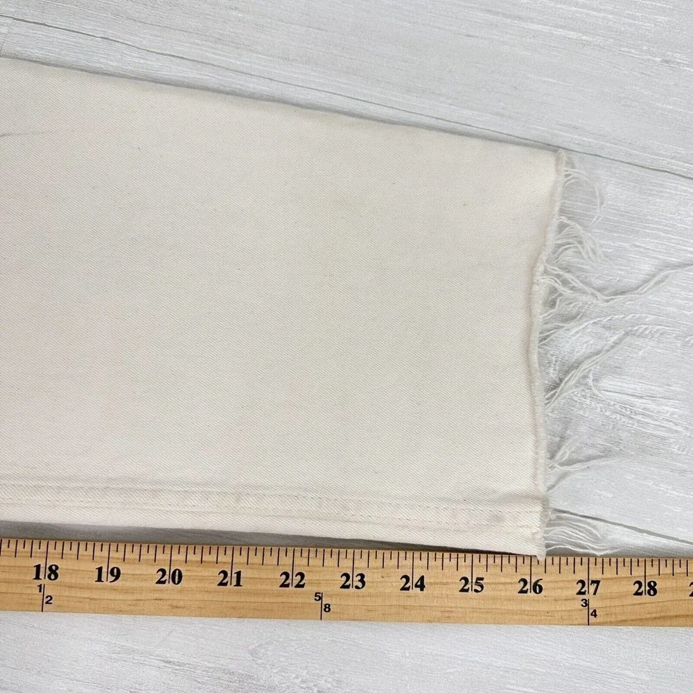 RE/DONE High Rise Stove Pipe Jeans Size 31 Vintage White Comfort Stretch Raw Hem
